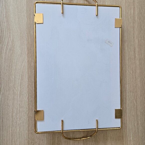 Vintage Decorative Tray with Gold Frame - Nature-Inspired Design - Picture 10 of 11